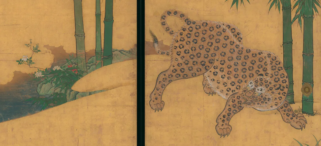 金地に竹と豹を描いた本丸御殿の障壁画